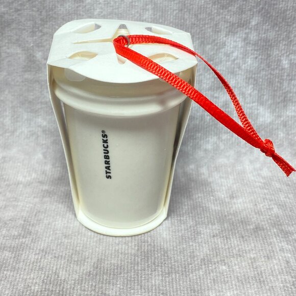 Starbucks 2017 Holiday Ceramic Ornament Red Cup With Ribbon Hanger - Picture 4 of 7